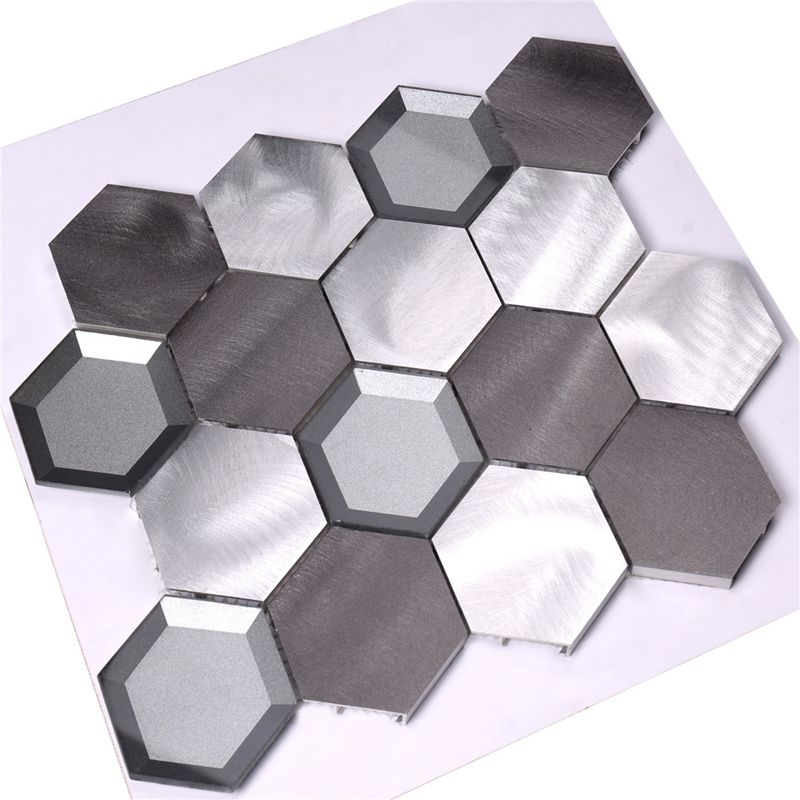Алуминиева метална микс Стъклена плоча от шестоъгълна мозайка за кухненска стена Backsplash