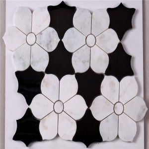 HSC62 красива черно-бяла плочка баня с цветна мраморна мозайка подови плочки и стенни плочки