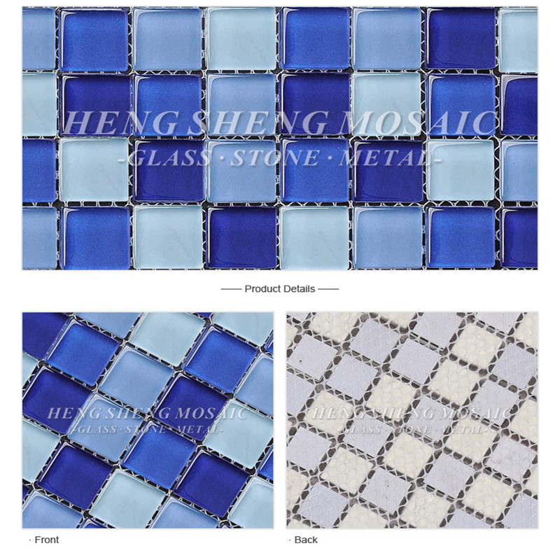 HXB104 Плоски стъклени плочки за мозайка от неръждаема стомана за евтини мозаечни плочки за плувен басейн
