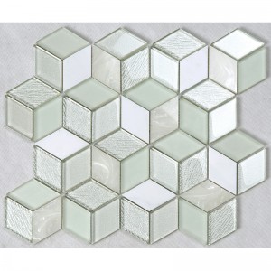3D ефект кристална шестоъгълна мозайка стъклена мозайка бяла кухня Backsplash плот за декорация на стени плочки