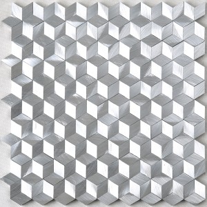 3D ефект диамантена форма сребро бяла алуминиева шестиъгълна мозаечна плочка за декорация на стена