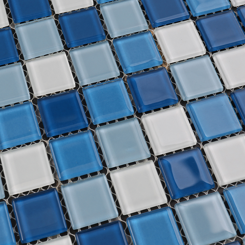 Конкурентна цена Мозайка от кристално стъкло Евтини басейни Плочка Синя