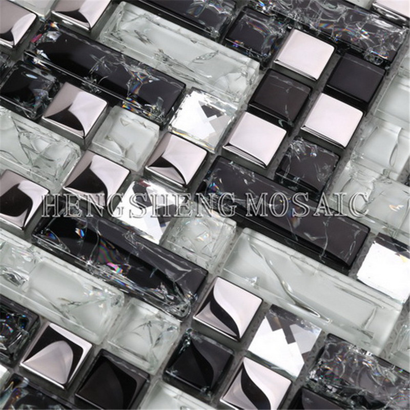 HY07 Фабрична цена Моден дизайн 1 * 1 счупено огледално кристално стъкло Мозаечна плочка за декорация на стени