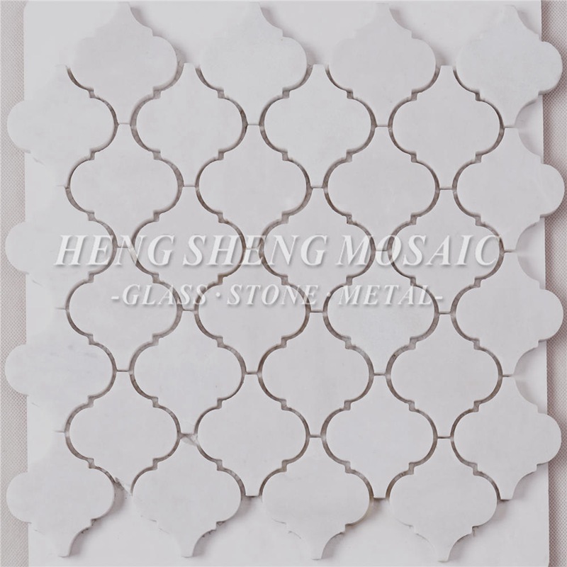 HSC43 Carrara Бял естествен мраморен камък шестоъгълен водоструен фенер с мозаечни плочки за кухня подложка за баня