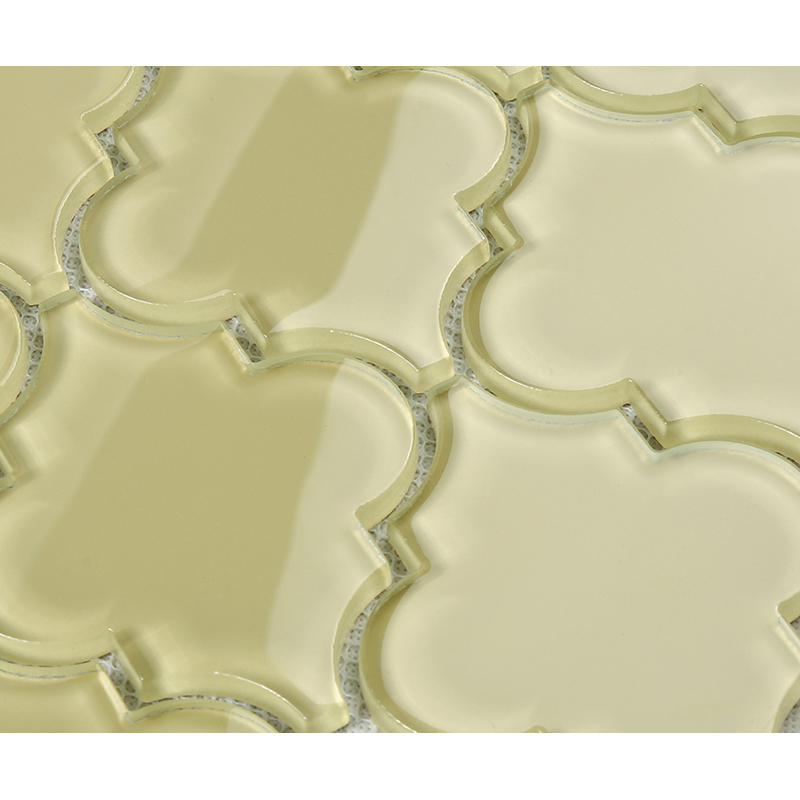 Ярко жълт фенер Waterjet Arabesque стъклена душ стая стена за мозайка за баня